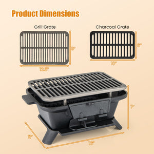 100% Cast Iron Hibachi Grill with Grill Grate Lifter view 4