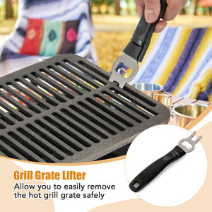 100% Cast Iron Hibachi Grill with Grill Grate Lifter view 6