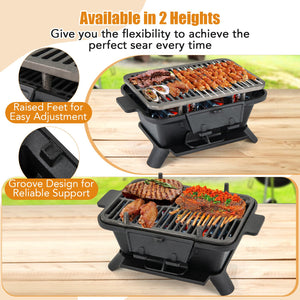100% Cast Iron Hibachi Grill with Grill Grate Lifter view 8