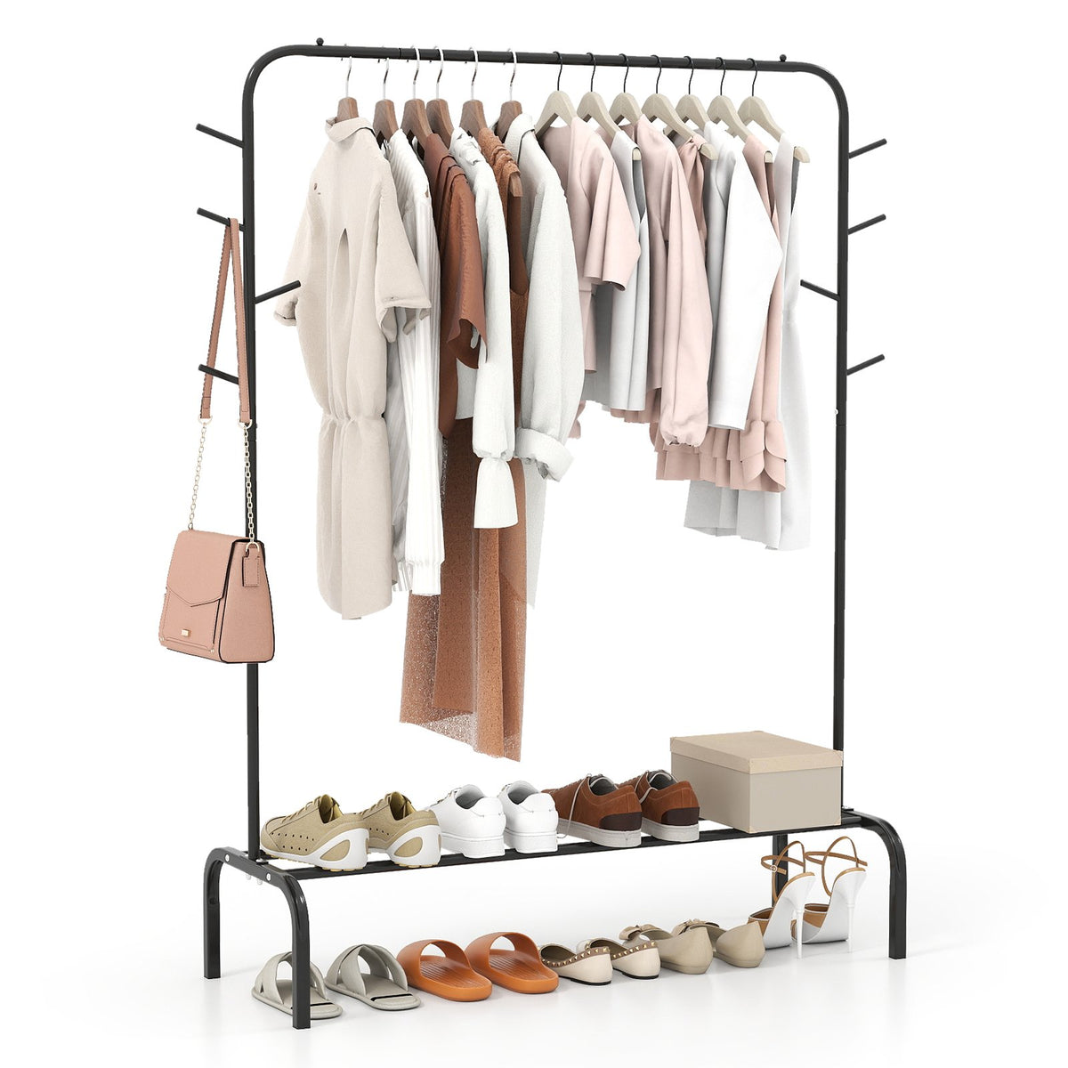 Heavy Duty Clothes Rack 50-Inch Wide Metal Garment Wardrobe Rack-Black view 4