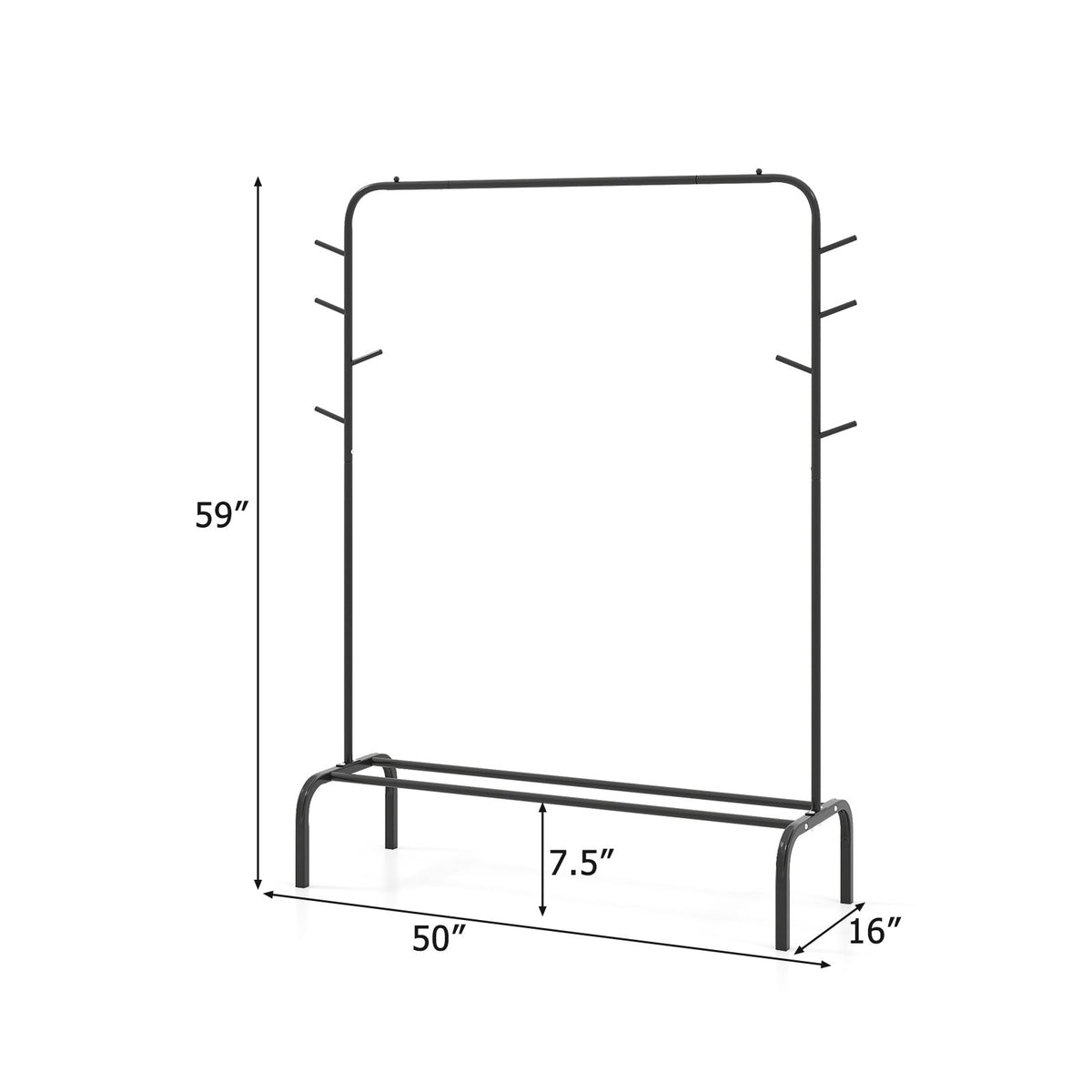 Heavy Duty Clothes Rack 50-Inch Wide Metal Garment Wardrobe Rack-Black view 5
