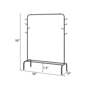 Heavy Duty Clothes Rack 50-Inch Wide Metal Garment Wardrobe Rack-Black view 5