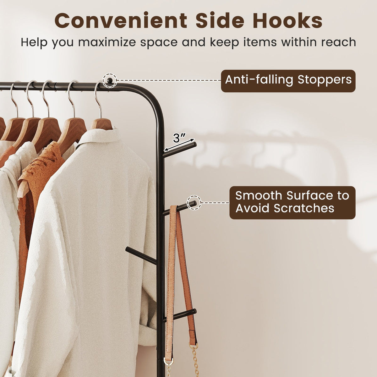 Heavy Duty Clothes Rack 50-Inch Wide Metal Garment Wardrobe Rack-Black view 8