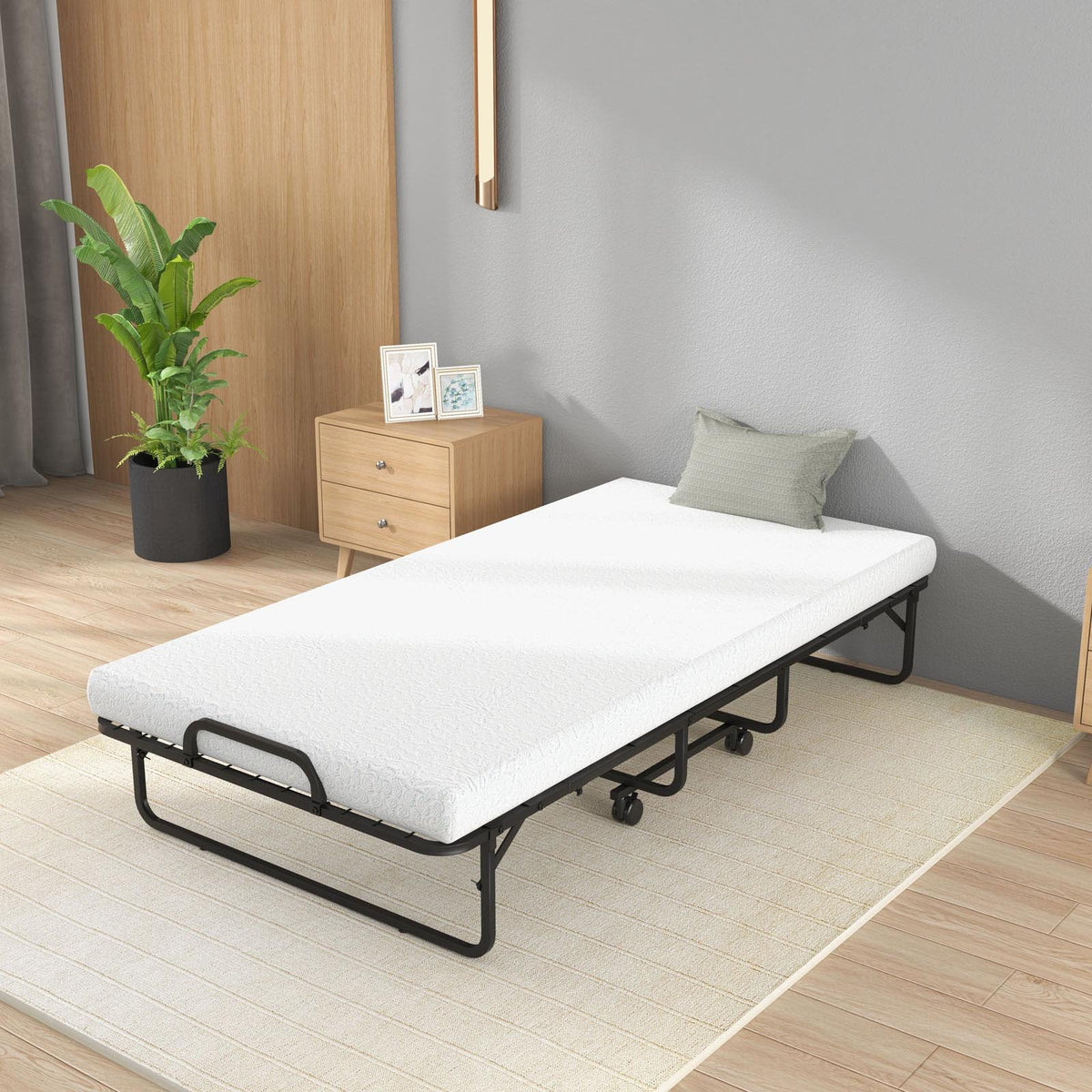 Twin Size Metal Folding Bed with Memory Foam Mattress view 3
