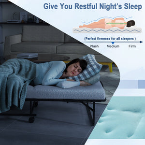 Twin Size Metal Folding Bed with Memory Foam Mattress view 9