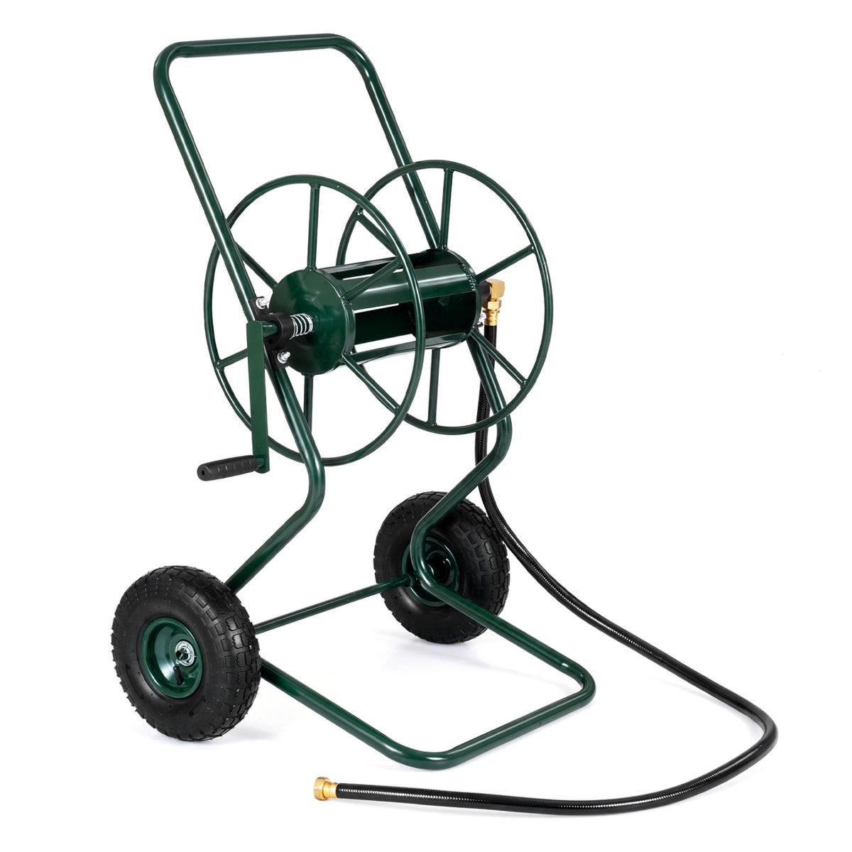 Heavy Duty Garden Hose Reel Cart Holds up to 300 FT of 5/8 inches Hose-Green
