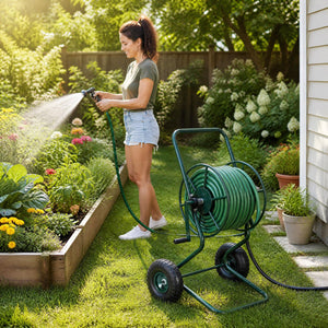 Heavy Duty Garden Hose Reel Cart Holds up to 300 FT of 5/8 inches Hose-Green view 2
