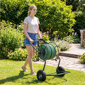 Heavy Duty Garden Hose Reel Cart Holds up to 300 FT of 5/8 inches Hose-Green view 3