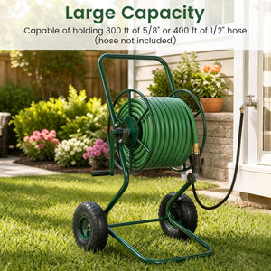 Heavy Duty Garden Hose Reel Cart Holds up to 300 FT of 5/8 inches Hose-Green view 6
