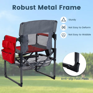 Heavy Duty Outdoor Camping Chair with Cup Holder and Bottle Opener-Red view 4