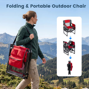 Heavy Duty Outdoor Camping Chair with Cup Holder and Bottle Opener-Red view 5
