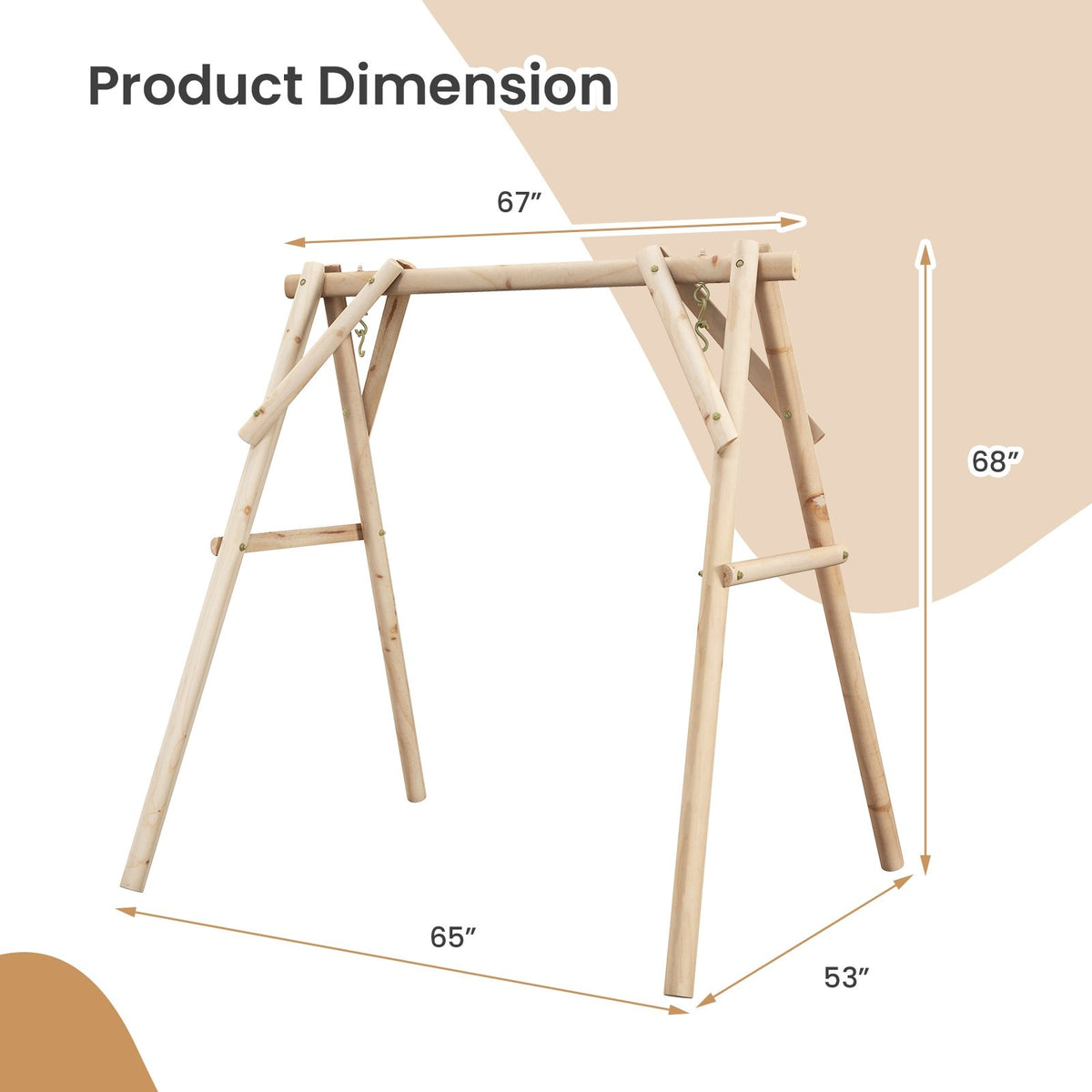 Heavy Duty Wooden Swing Frame with Reinforced Bars view 5