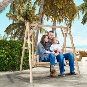 Heavy Duty Wooden Swing Frame with Reinforced Bars view 6