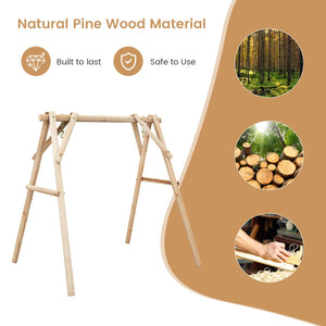 Heavy Duty Wooden Swing Frame with Reinforced Bars view 7
