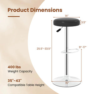Height-adjustable Bar Stool with 360° Swivel for Kitchen & Dining-Black view 5