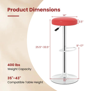 Height-adjustable Bar Stool with 360° Swivel for Kitchen & Dining-Red view 5