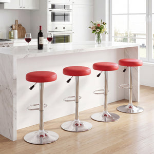 Height-adjustable Bar Stool with 360° Swivel for Kitchen & Dining-Red view 7