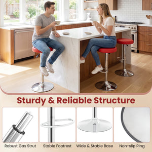 Height-adjustable Bar Stool with 360° Swivel for Kitchen & Dining-Red view 9