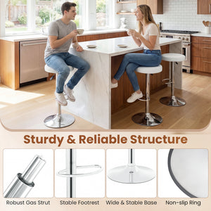 Height-adjustable Bar Stool with 360° Swivel for Kitchen & Dining-White view 9