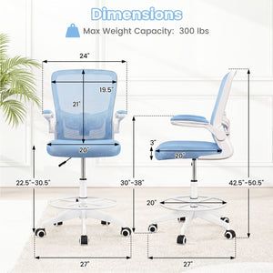 Height Adjustable Drafting Chair with Flip Up Arms for Home Office-Blue view 5
