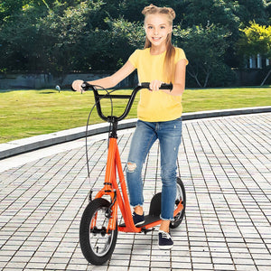 Height Adjustable Kid Kick Scooter with 12 Inch Air Filled Wheel-Orange view 2