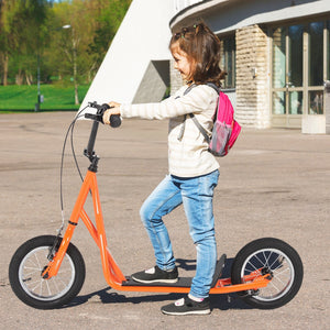 Height Adjustable Kid Kick Scooter with 12 Inch Air Filled Wheel-Orange view 3