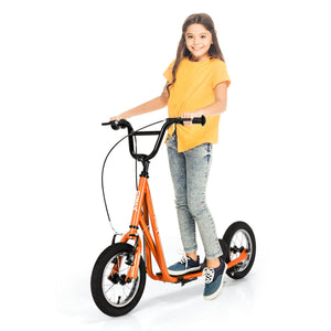 Height Adjustable Kid Kick Scooter with 12 Inch Air Filled Wheel-Orange view 4