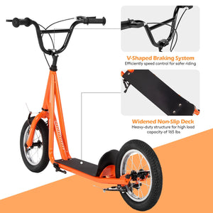 Height Adjustable Kid Kick Scooter with 12 Inch Air Filled Wheel-Orange view 9