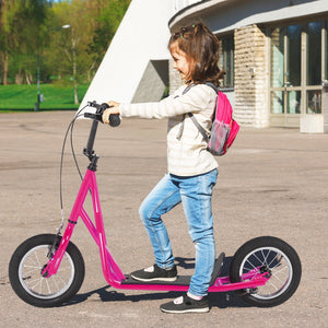 Height Adjustable Kid Kick Scooter with 12 Inch Air Filled Wheel-Pink view 3