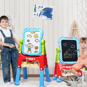 Height Adjustable Kids Art Easel Magnetic Double Sided Board-Blue view 2