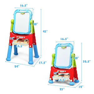 Height Adjustable Kids Art Easel Magnetic Double Sided Board-Blue view 3