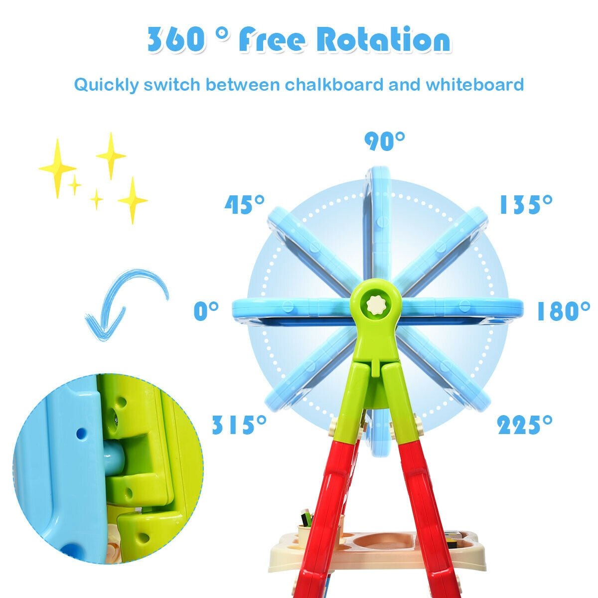 Height Adjustable Kids Art Easel Magnetic Double Sided Board-Blue view 7