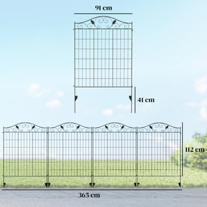 Garden Decorative Fence 4 Panels 44in x 12ft Steel Wire Border Edging for Landscaping
