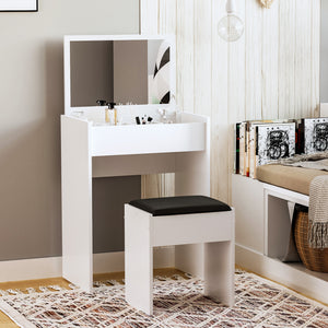 Modern Vanity Set with Makeup Table and Cushioned Stool – view 7