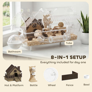 8 in 1 Hamster Cage with All Accessories for Dwarf Hamster, 21.5" x 11.8" x 12.6"