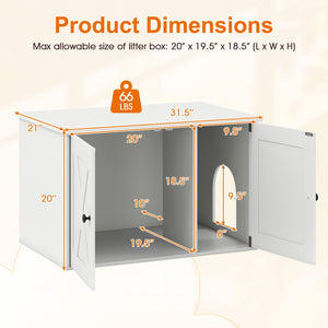 Hidden Cat Litter Box Enclosure Furniture with Divider-White view 5