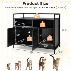 Hidden Cat Washroom with Double Doors and Scratch Cardboard-Black view 5