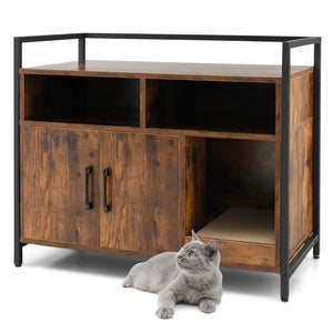 Hidden Cat Washroom with Double Doors and Scratch Cardboard-Coffee view 4