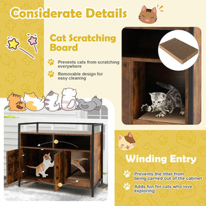Hidden Cat Washroom with Double Doors and Scratch Cardboard-Coffee view 6