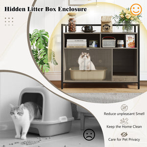 Hidden Cat Washroom with Double Doors and Scratch Cardboard-Oak view 8