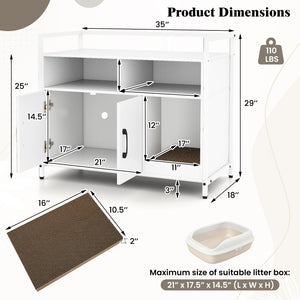 Hidden Cat Washroom with Double Doors and Scratch Cardboard-Off White view 5