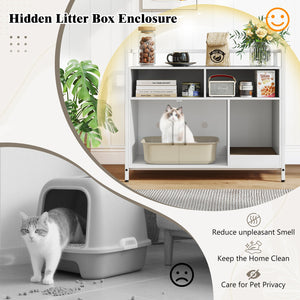 Hidden Cat Washroom with Double Doors and Scratch Cardboard-Off White view 8