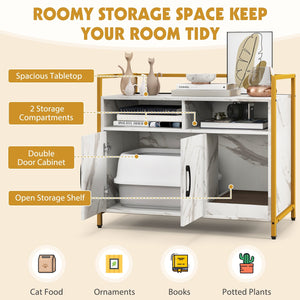 Hidden Cat Washroom with Double Doors and Scratch Cardboard-White view 7