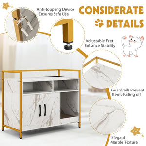 Hidden Cat Washroom with Double Doors and Scratch Cardboard-White view 9