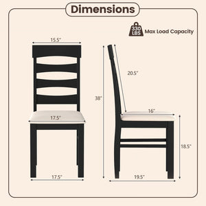 High Back Dining Room Chairs Set of 2 with Padded Seat-Black view 4