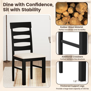 High Back Dining Room Chairs Set of 2 with Padded Seat-Black view 5