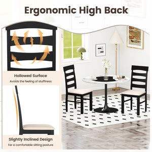 High Back Dining Room Chairs Set of 2 with Padded Seat-Black view 6