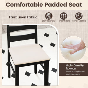 High Back Dining Room Chairs Set of 2 with Padded Seat-Black view 7