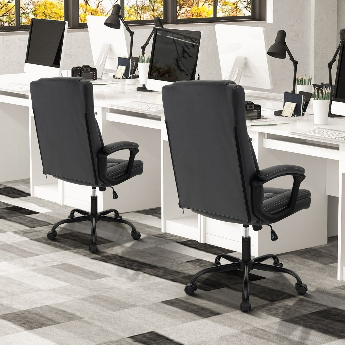 High Back Ergonomic Executive Chair with Thick Headrest Cushion-Black view 3