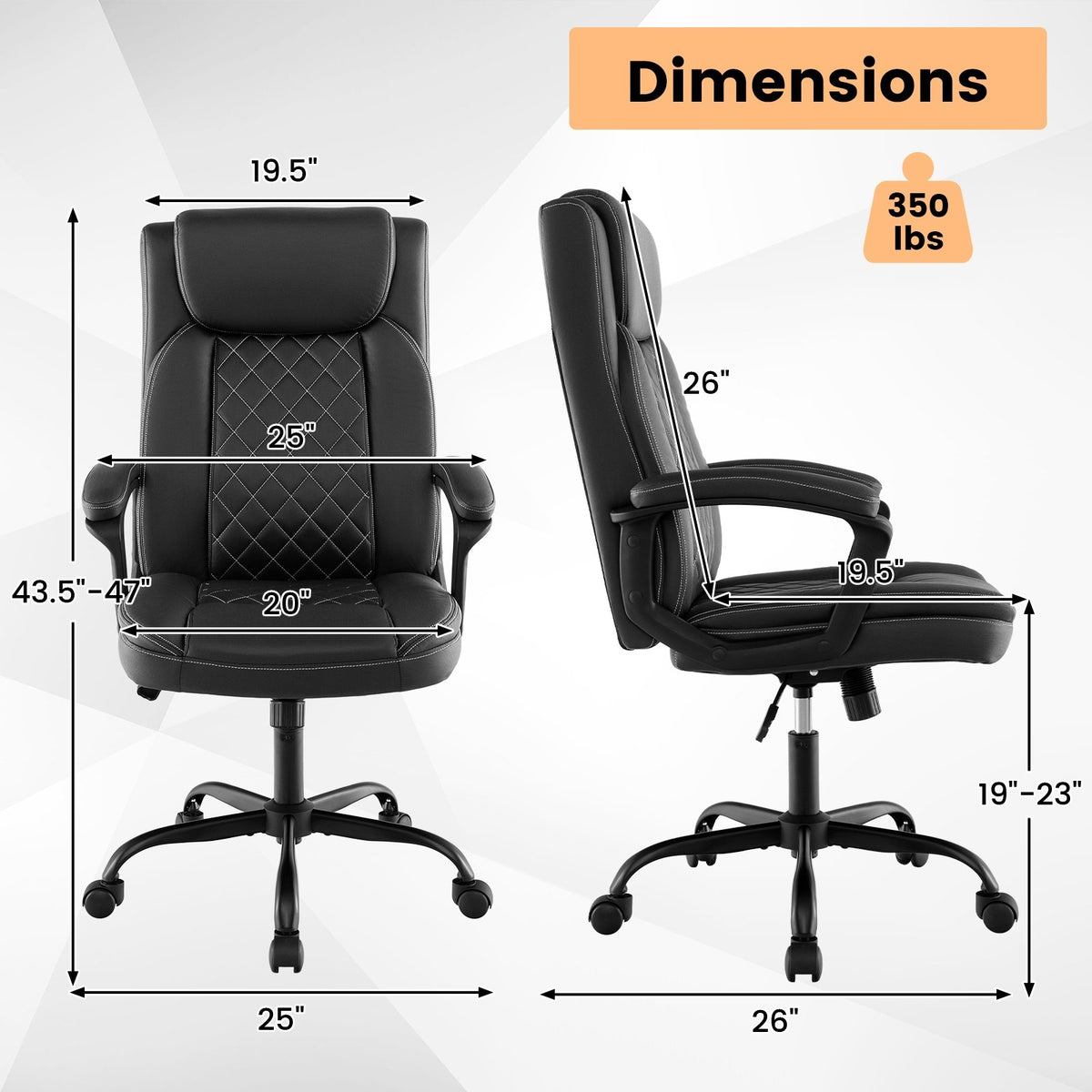 High Back Ergonomic Executive Chair with Thick Headrest Cushion-Black view 4